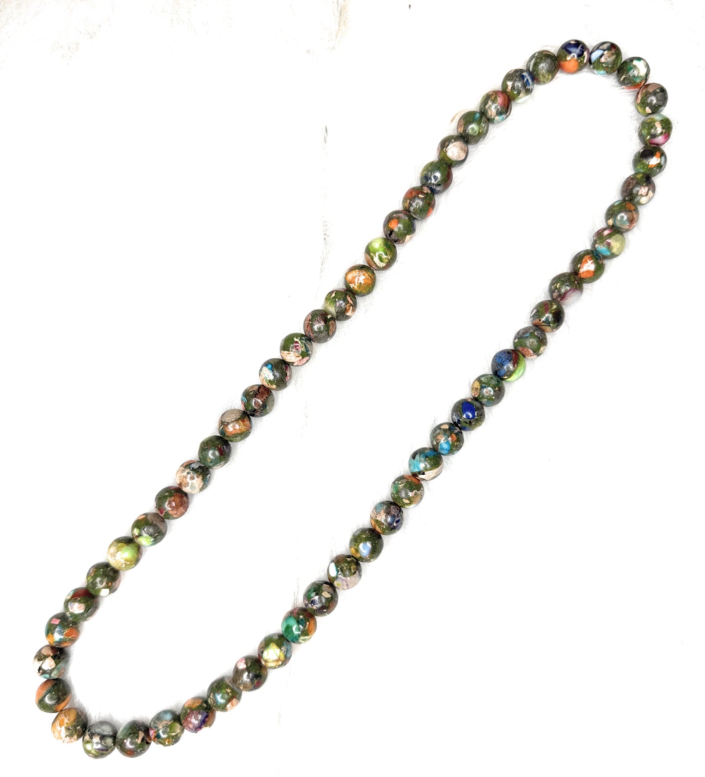 Mardi Gras Imperial Jasper Beaded Necklace - 8mm | Handmade, Stretch