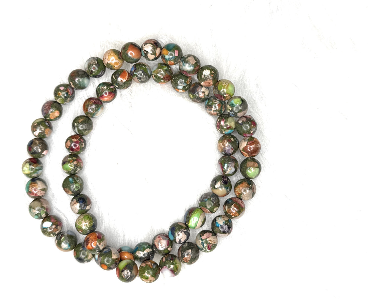 Mardi Gras Imperial Jasper Beaded Necklace - 8mm | Handmade, Stretch