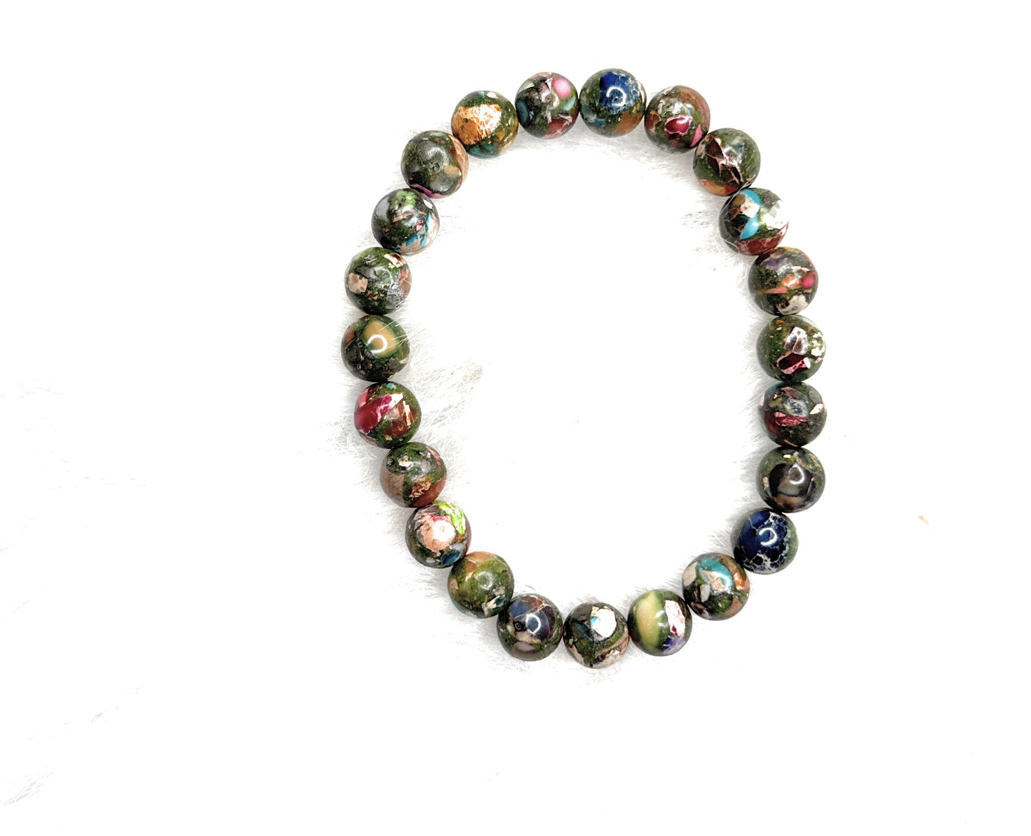 Mardi Gras Imperial Jasper Beaded Bracelet - 8mm | Handmade, Stretch