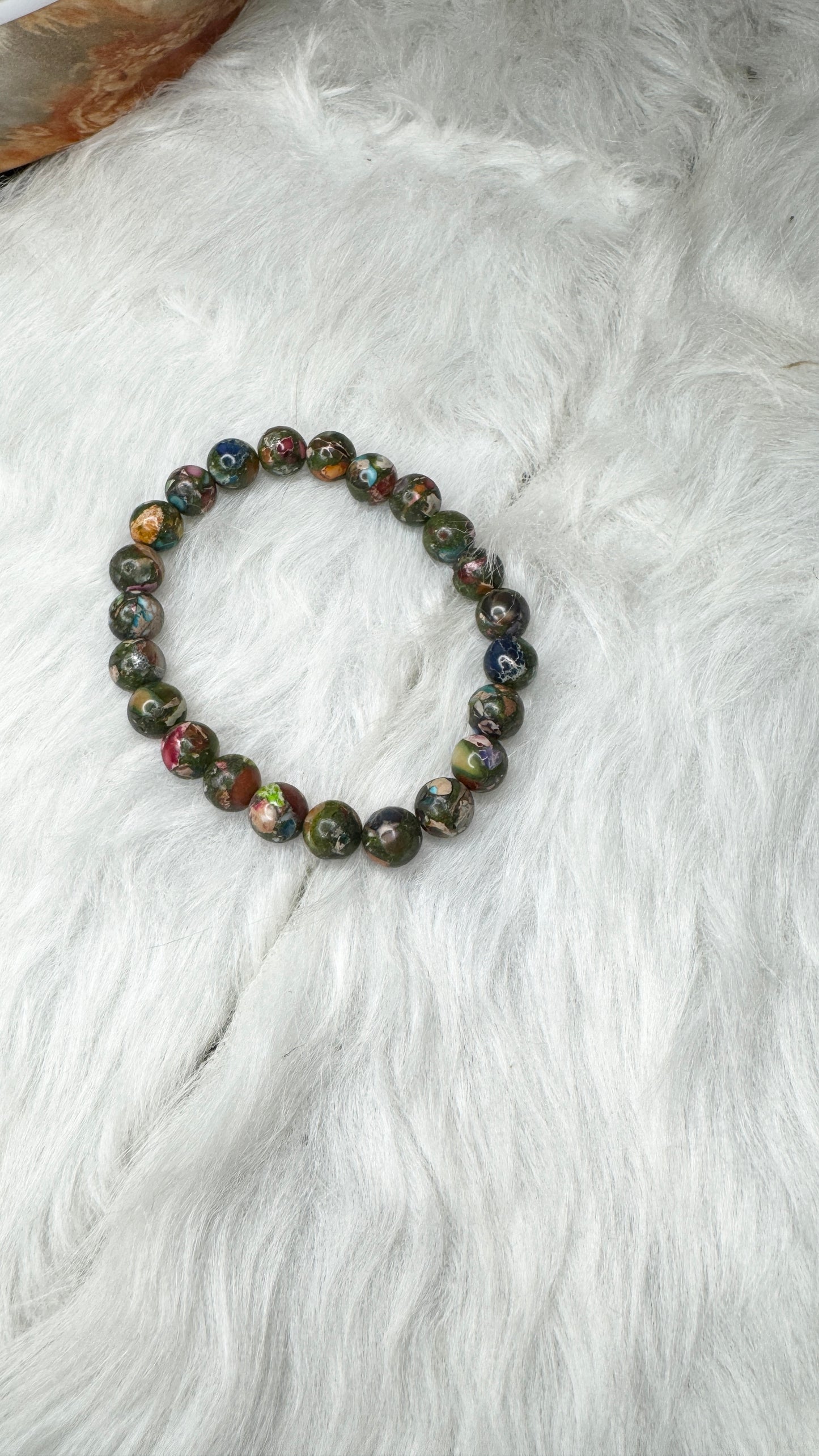Mardi Gras Imperial Jasper Beaded Bracelet - 8mm | Handmade, Stretch
