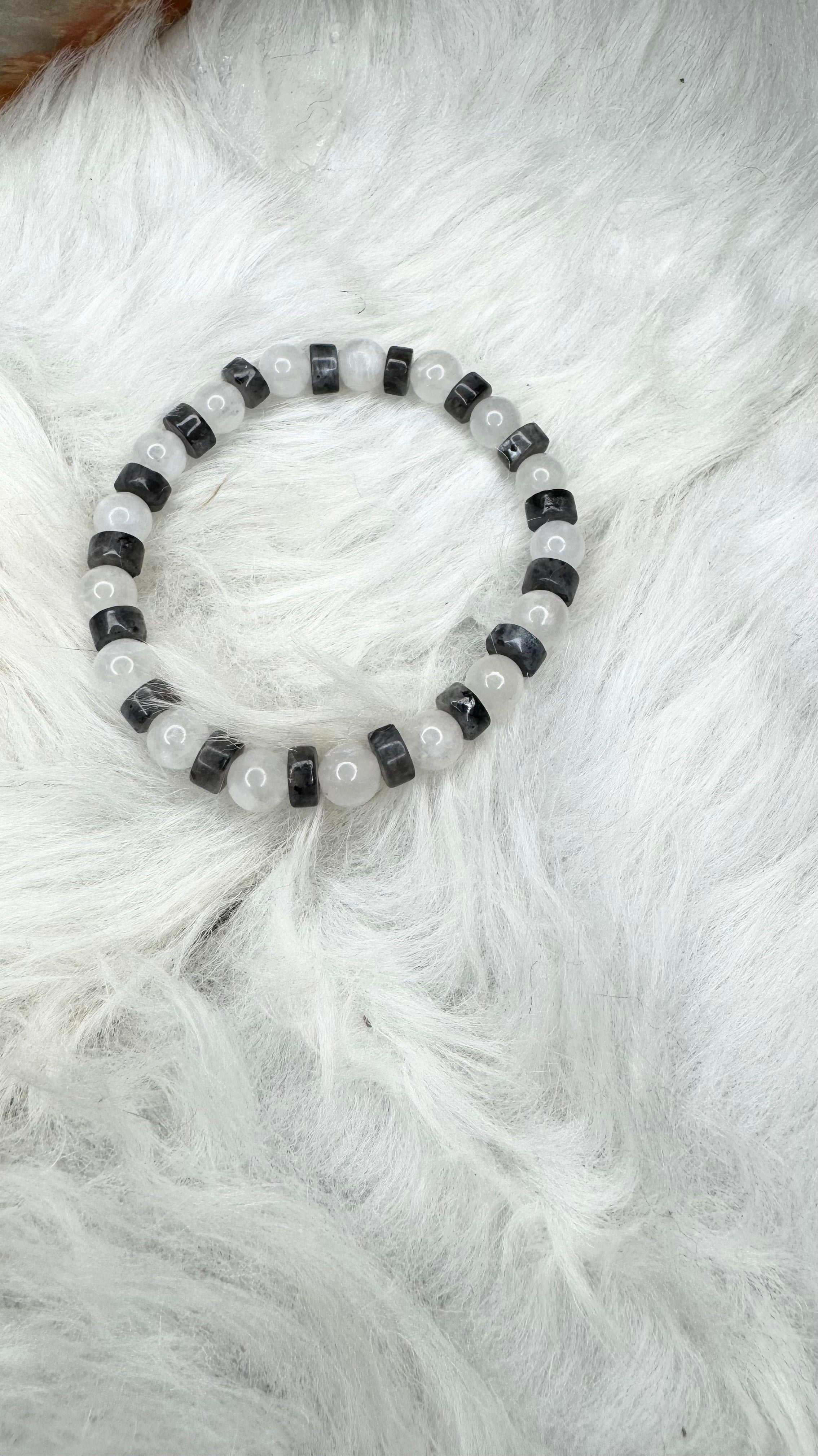 Rainbow Moonstone, Labradorite Beaded Bracelet - 6mm | Handmade, Stretch