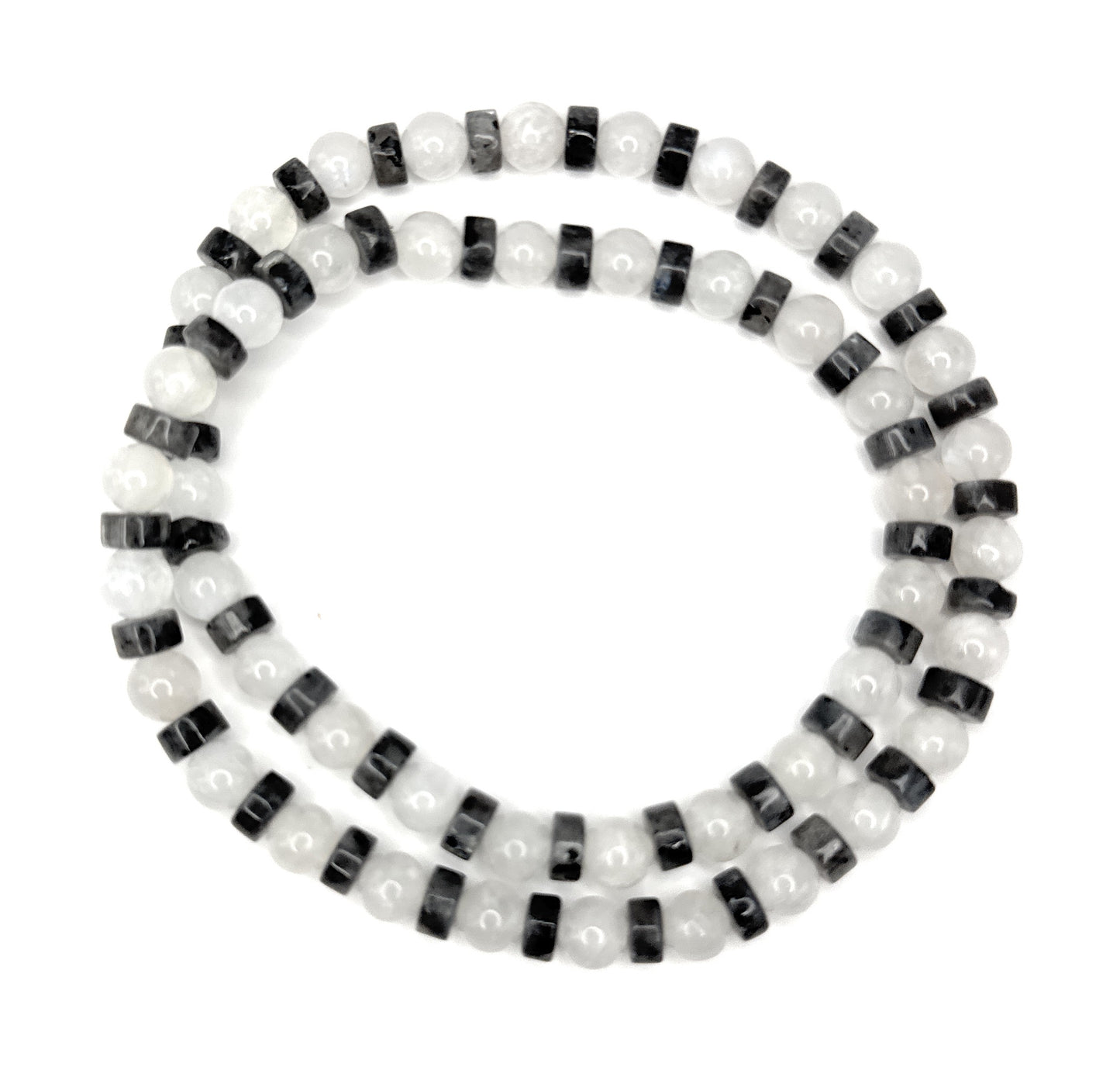 Rainbow Moonstone, Heishi Labradorite Beaded Necklace - 6mm | Handmade, Stretch