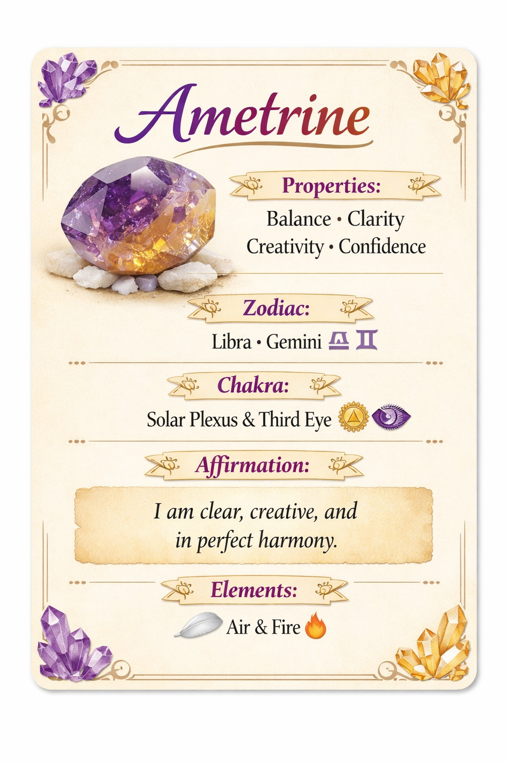 Ametrine Beaded Stretch Bracelet | Harmony Clarity Balance, Healing Crystal Jewelry, Gift for Her