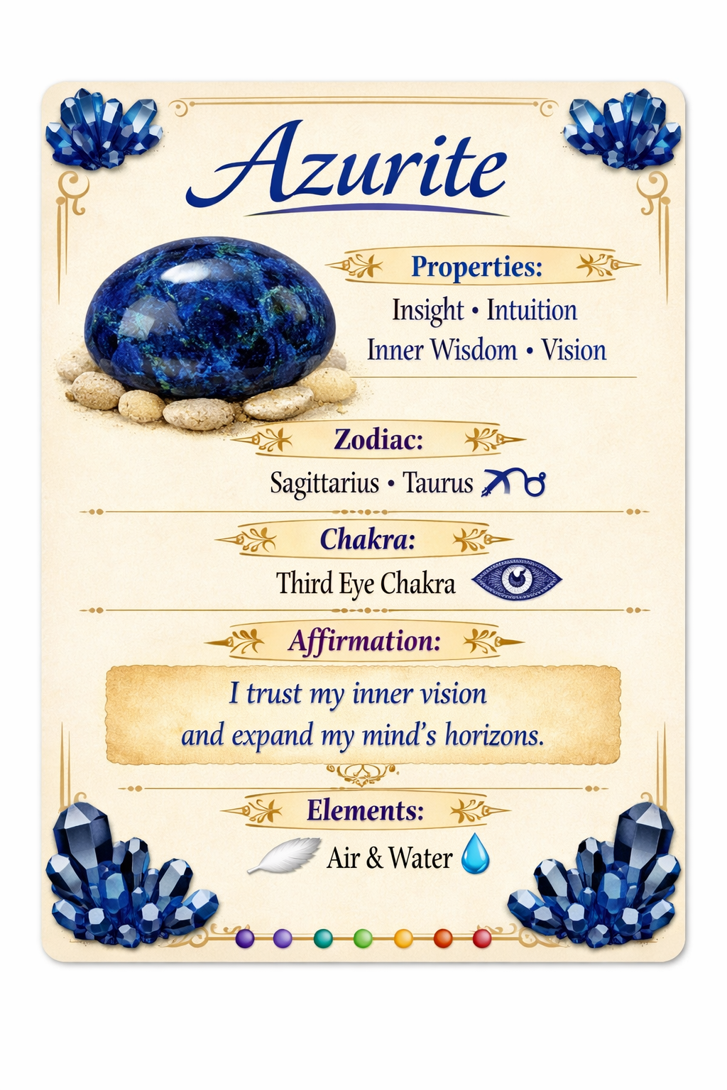 Azurite Beaded Stretch Bracelet 6mm | Insight Intuition Clarity, Healing Crystal Jewelry, Gift for Her - Shop of Small Creations, LLC