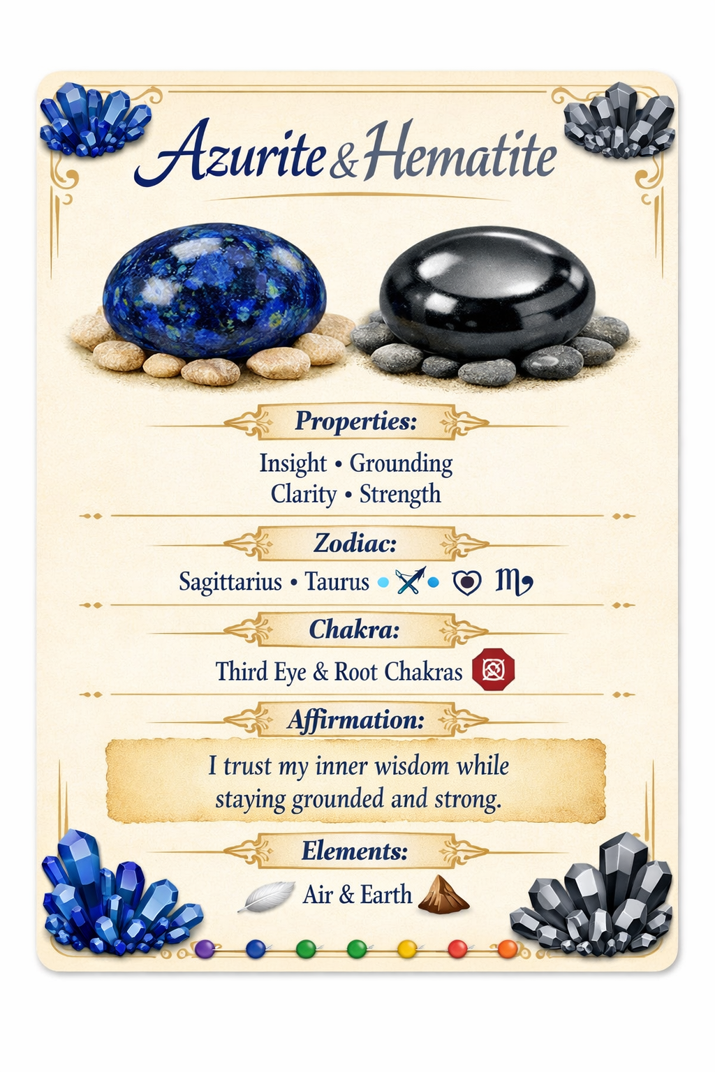 Azurite + Hematite Beaded Stretch Bracelet | Insight Intuition Clarity, Healing Crystal Jewelry, Gift for Her