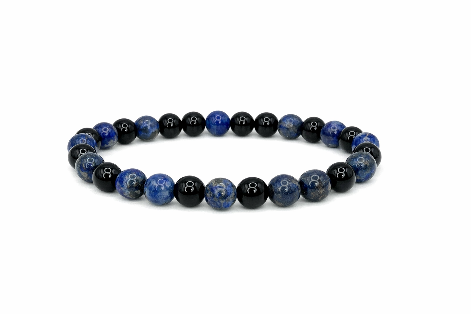 Lapis Lazuli + Black Onyx Beaded Stretch Bracelet 6mm | Wisdom Truth Clarity, Healing Crystal Jewelry, Gift for Her