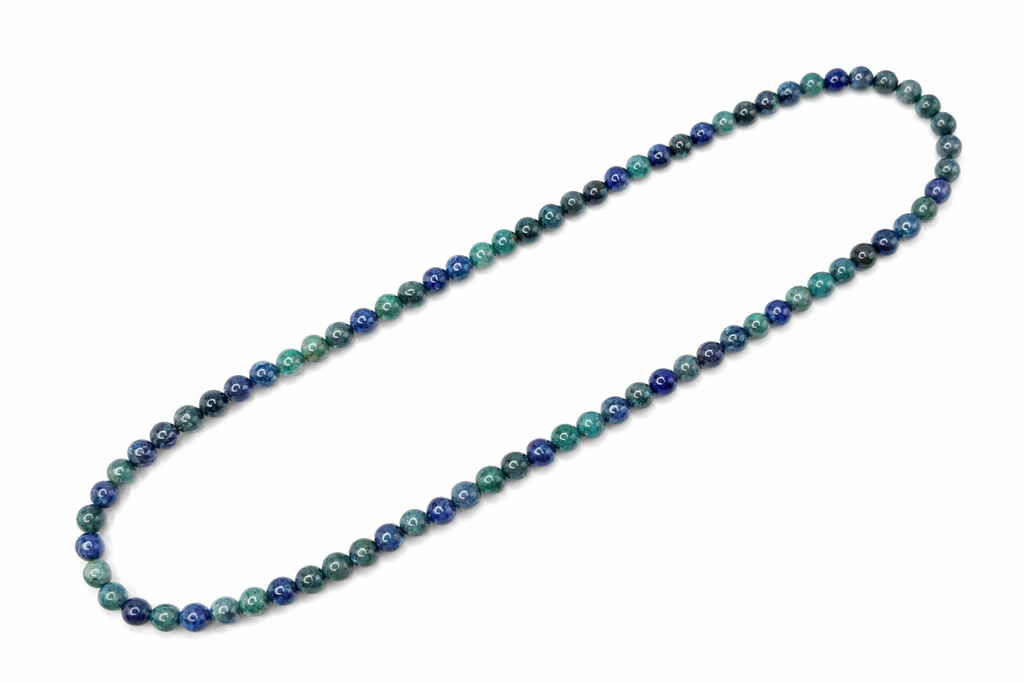 Azurite Beaded Stretch Necklace 6mm | Insight Intuition Clarity, Healing Crystal Jewelry, Gift for Her