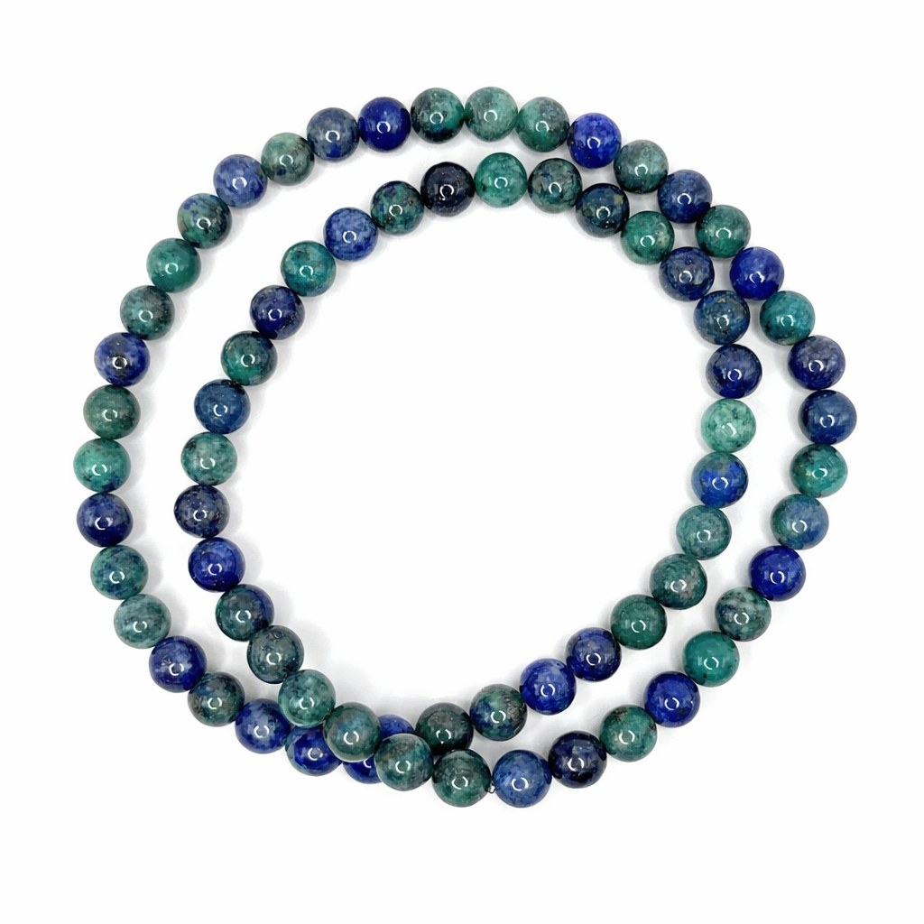 Azurite Beaded Stretch Necklace 6mm | Insight Intuition Clarity, Healing Crystal Jewelry, Gift for Her
