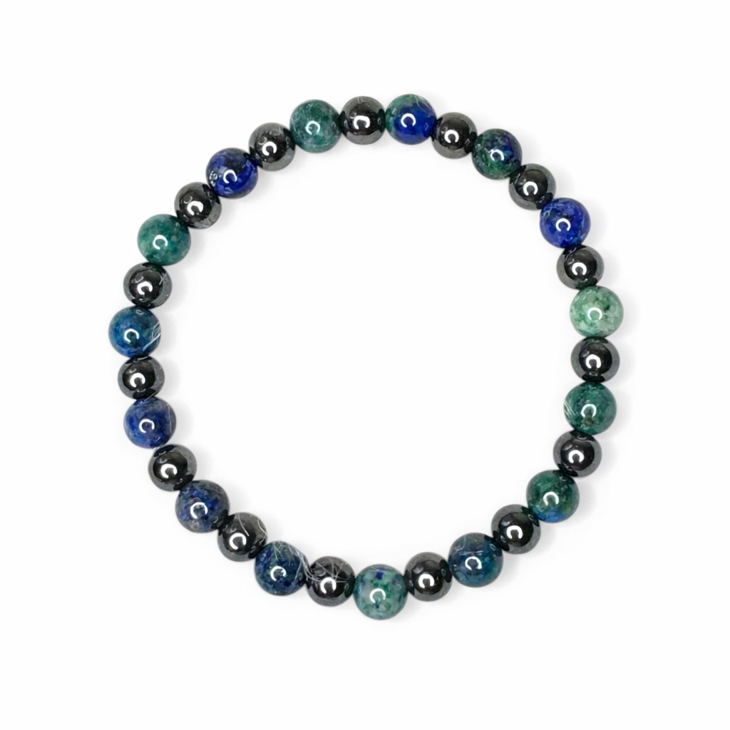 Azurite Beaded Stretch Bracelet 6mm | Insight Intuition Clarity, Healing Crystal Jewelry, Gift for Her