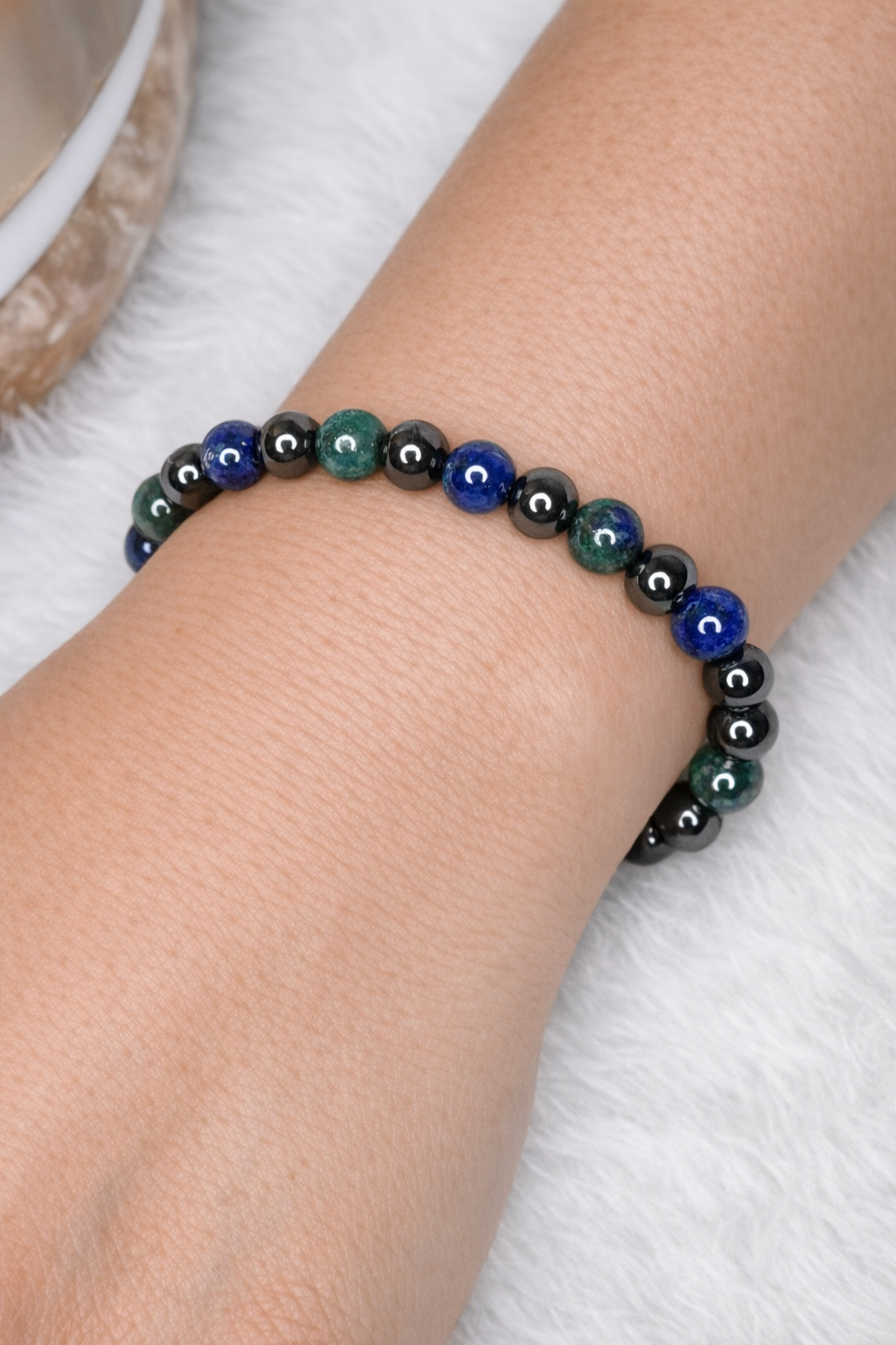Azurite Beaded Stretch Bracelet 6mm | Insight Intuition Clarity, Healing Crystal Jewelry, Gift for Her