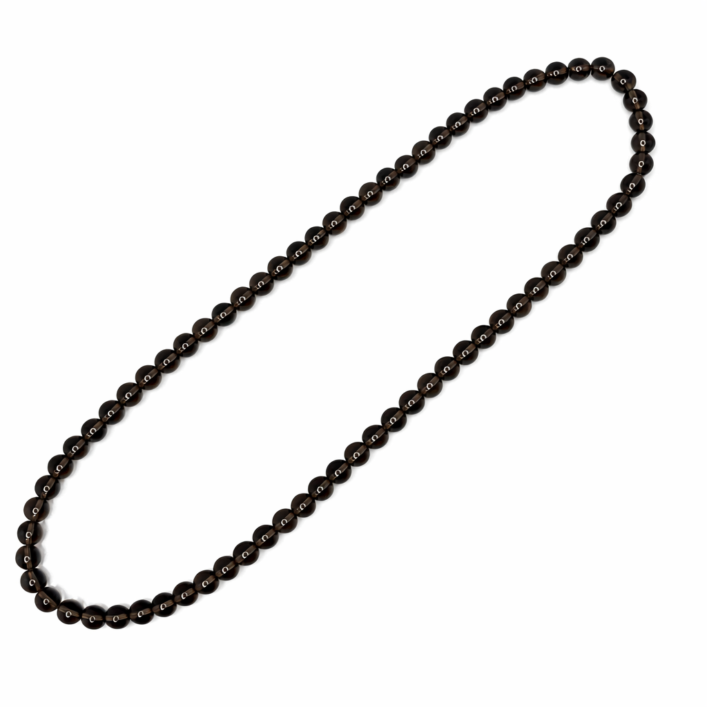Smoky Quartz Beaded Stretch Necklace 6mm • No Clasp • Grounding &amp; Clarity Crystal Jewelry • Handmade - Shop of Small Creations, LLC