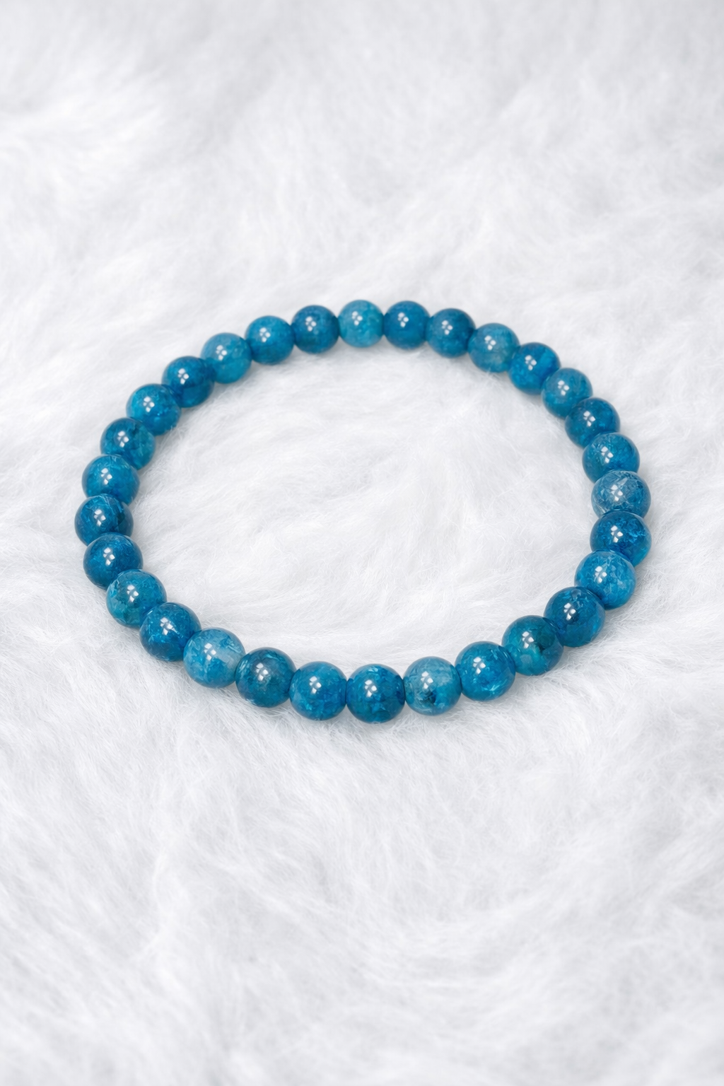 Blue Apatite Beaded Stretch Bracelet 6mm | Motivation Clarity Focus, Healing Crystal Jewelry, Gift for Her