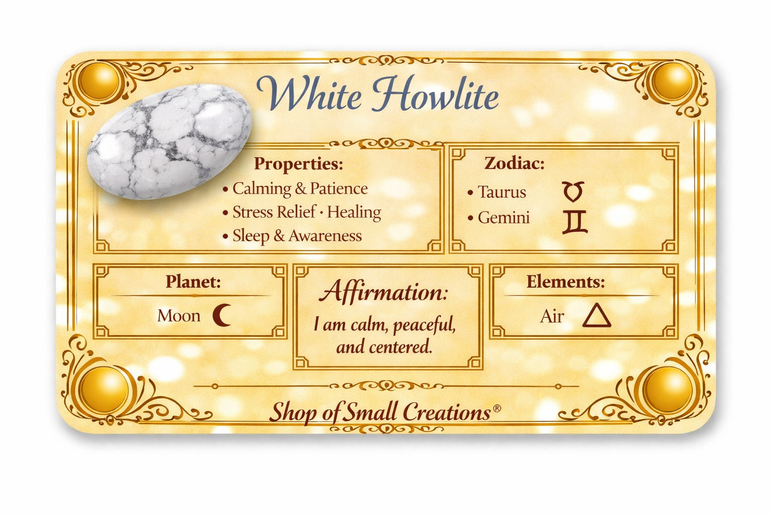 White Howlite (Matte) Beaded Stretch Bracelet 6mm • No Clasp • Calm & Clarity Crystal Jewelry • Handmade - Shop of Small Creations, LLC