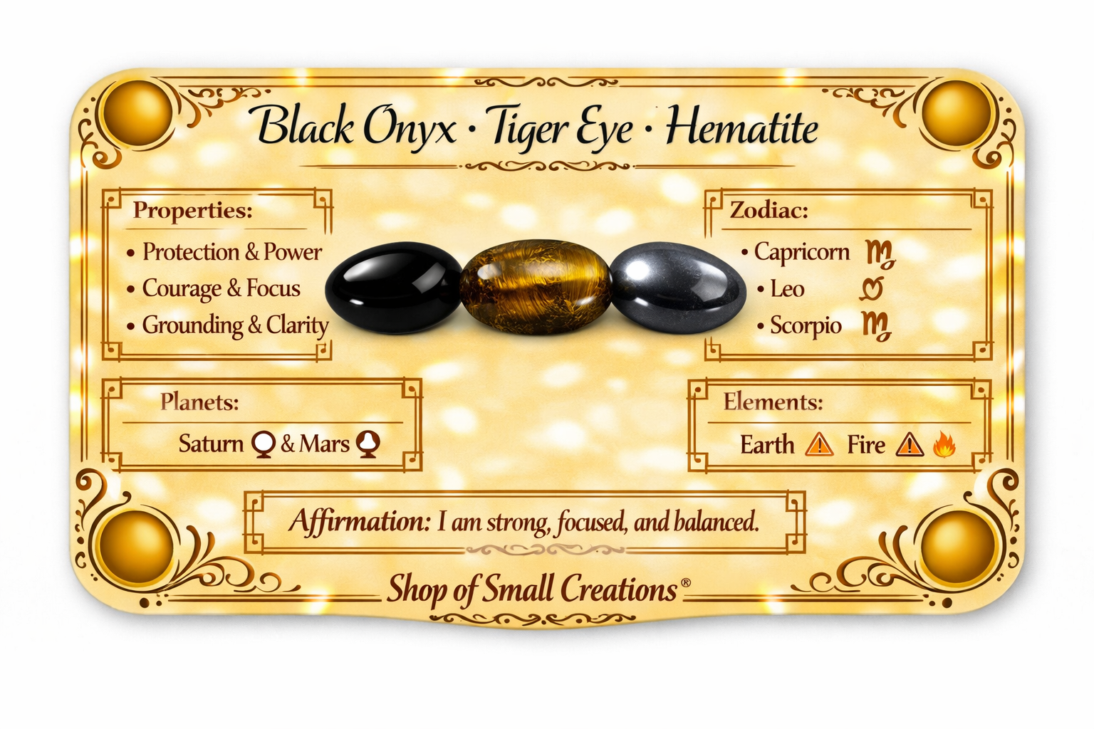 Black Onyx + Tigers Eye + Hematite Stretch Necklace 6mm • No Clasp • Protection &amp; Strength Jewelry • Handmade in Florida