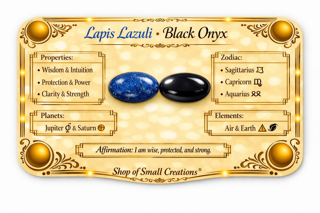 Lapis Lazuli + Black Onyx Beaded Stretch Bracelet 6mm | Wisdom Truth Clarity, Healing Crystal Jewelry, Gift for Her