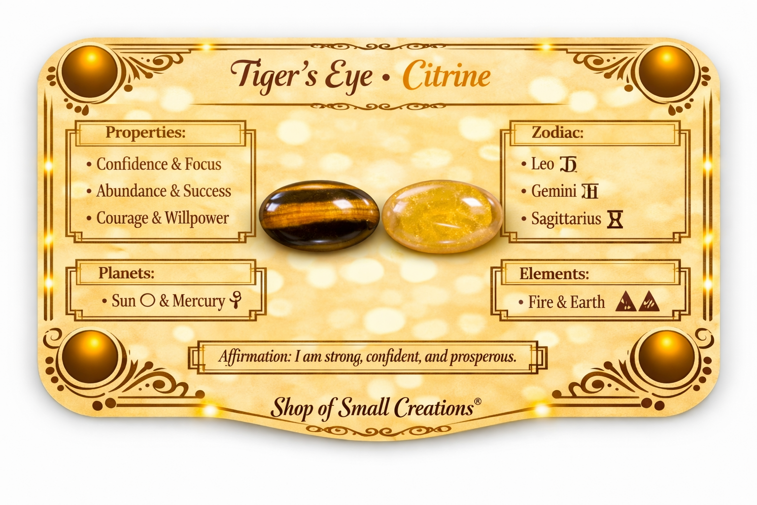 Tiger’s Eye + Citrine Beaded Stretch Bracelet 6mm • No Clasp • Confidence & Joy Crystal Jewelry • Handmade