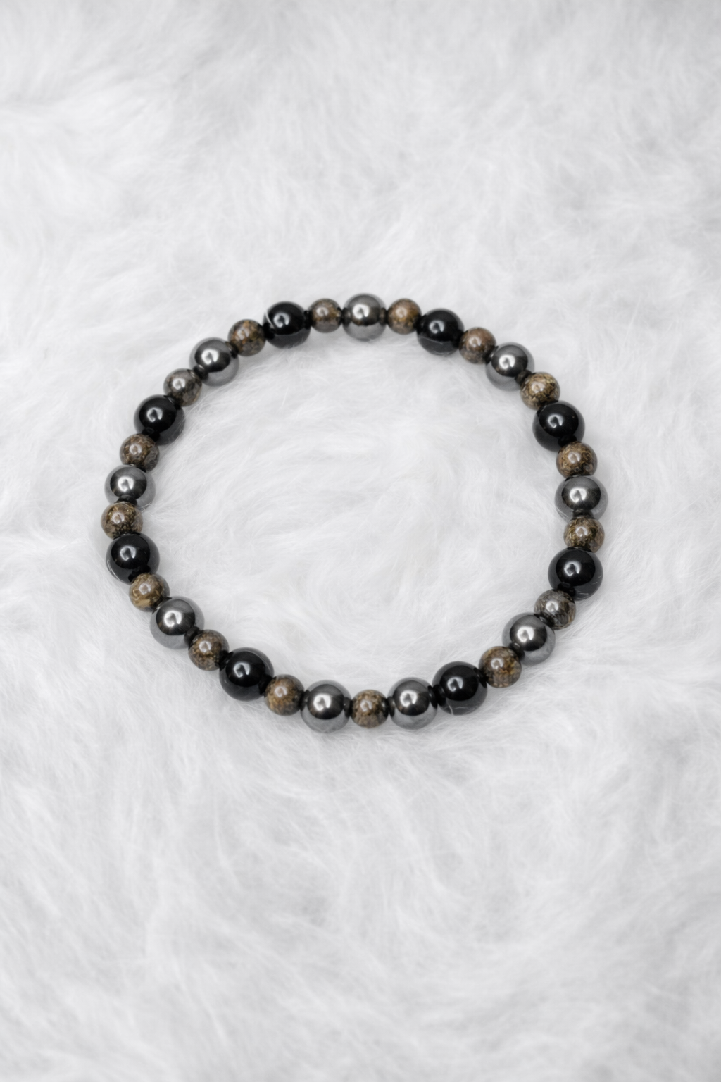 Black Onyx + Bronzite Beaded Stretch Bracelet 6mm | Protection Grounding Strength, Healing Crystal Jewelry, Gift for Him