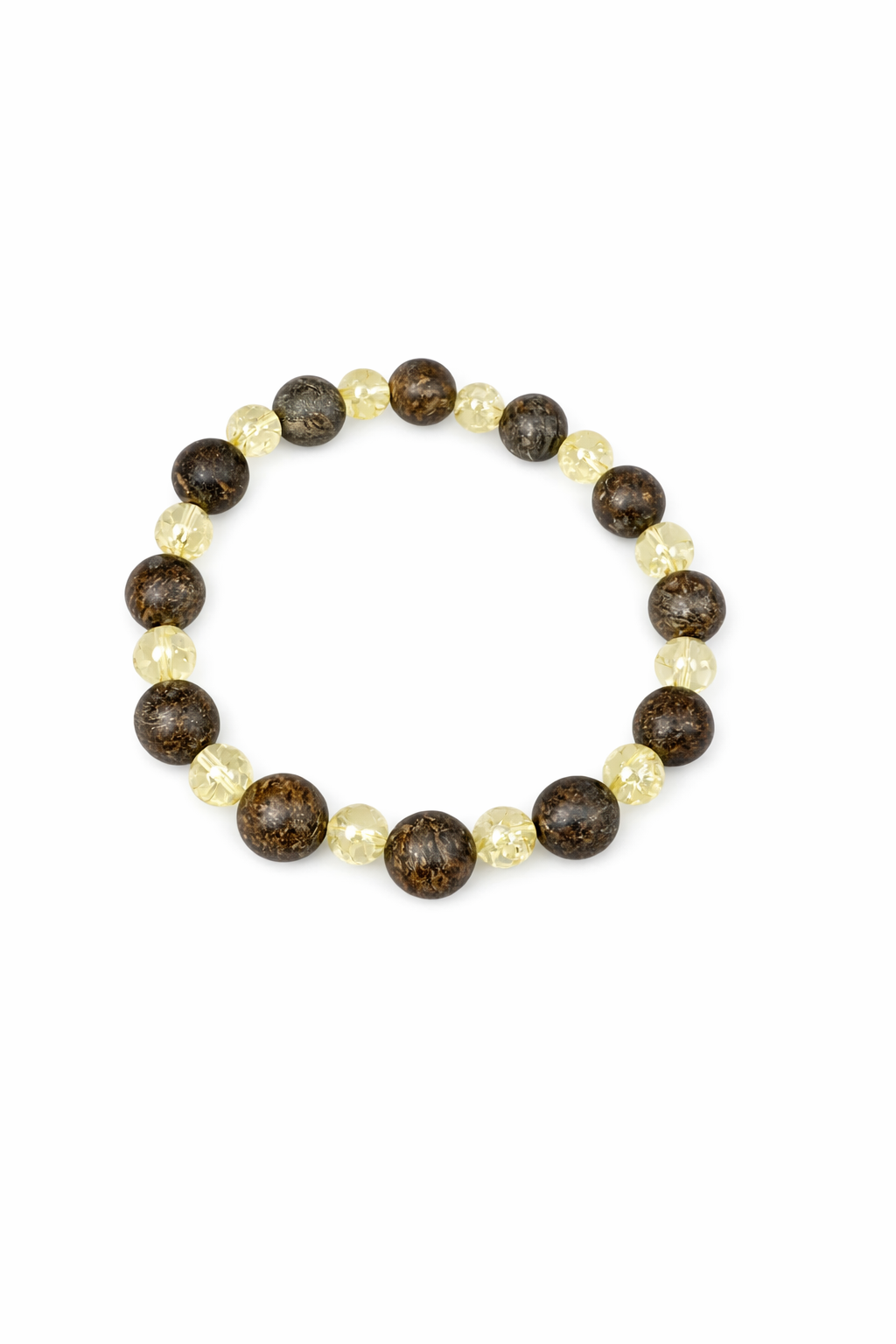 Bronzite + Citrine Beaded Stretch Bracelet 8mm | Confidence Protection Calm, Healing Crystal Jewelry, Gift for Him