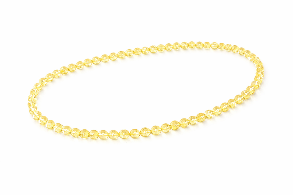 Citrine Beaded Stretch Necklace 6mm | Joy Abundance Positivity, Healing Crystal Jewelry, Gift for Her