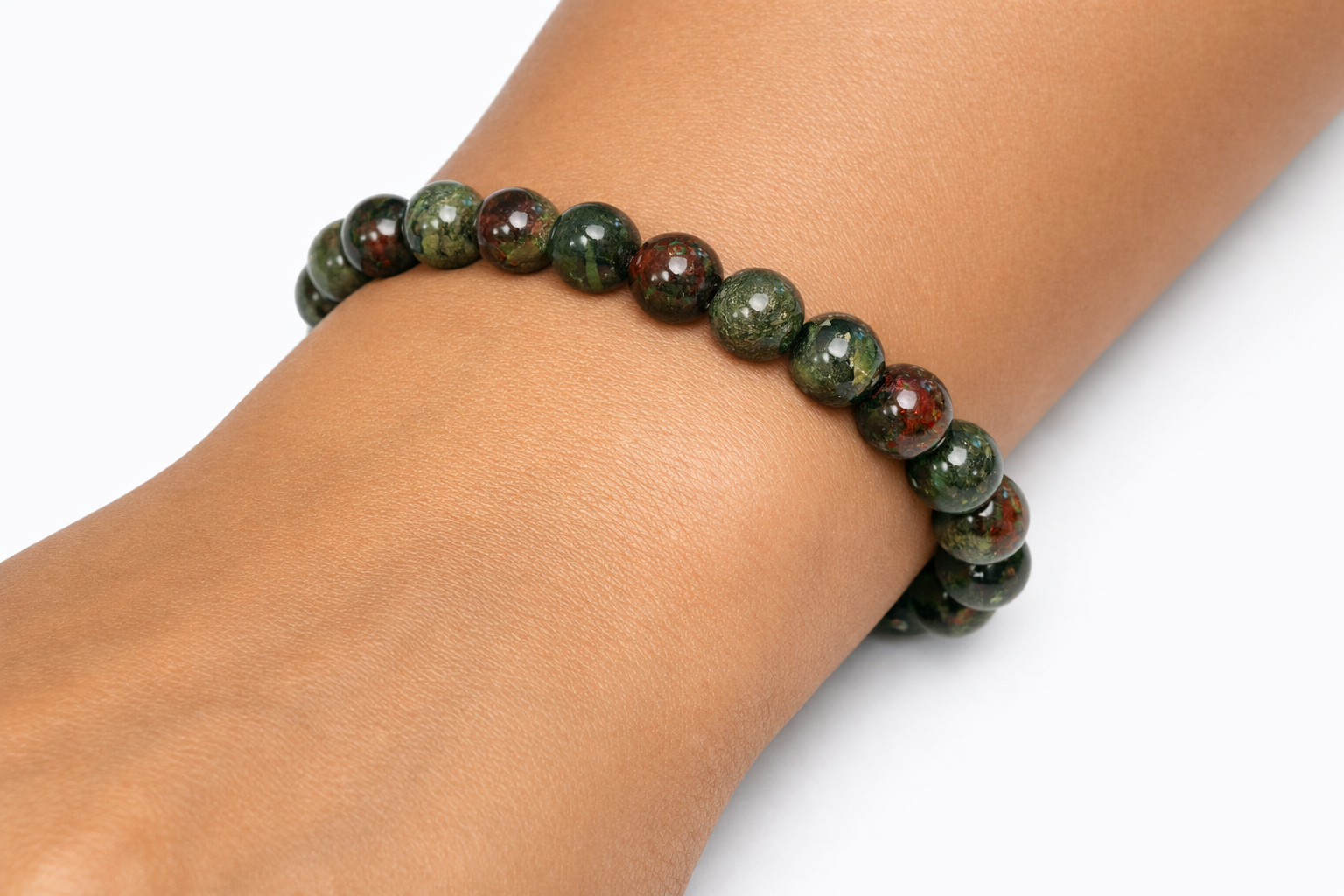 Dragon Blood Jasper Beaded Stretch Bracelet 8mm | Strength Courage Vitality, Healing Crystal Jewelry, Gift for Him