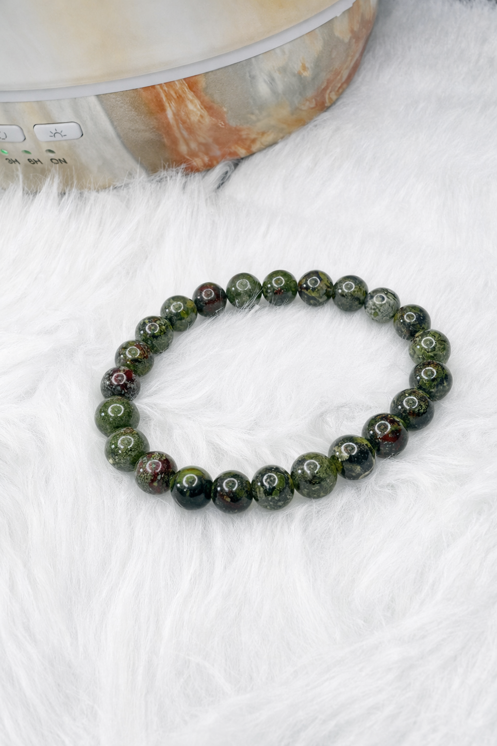 Dragon Blood Jasper Beaded Stretch Bracelet 8mm | Strength Courage Vitality, Healing Crystal Jewelry, Gift for Him