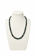 Bloodstone bead stretch necklace with dark green round beads