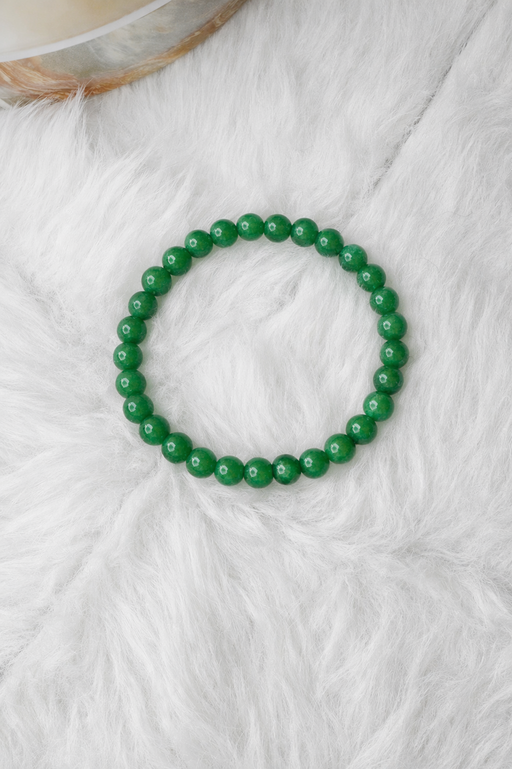 Emerald Green Quartz Beaded Stretch Bracelet 6mm | Renewal Calm Growth, Healing Crystal Jewelry, Gift for Her
