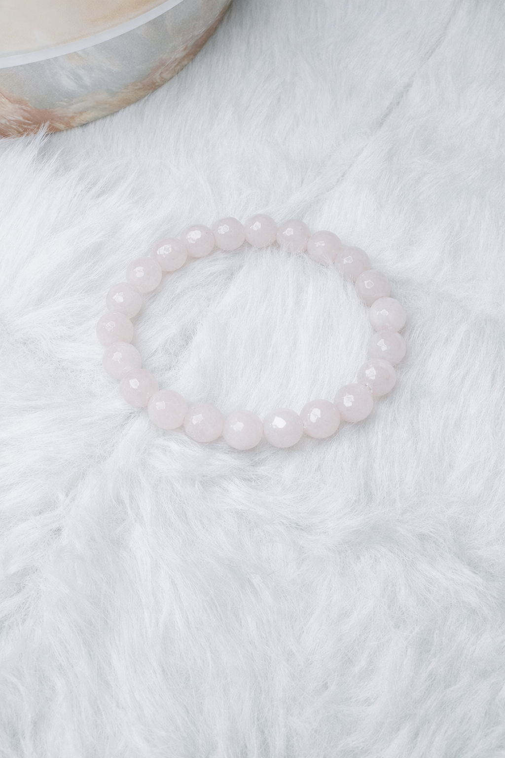 Faceted Rose Quartz Beaded Stretch Bracelet 8mm | Love Self Care Compassion, Healing Crystal Jewelry, Gift for Her