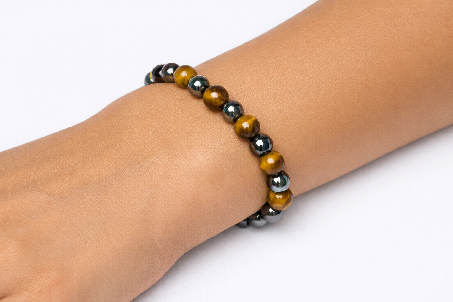 Hematite Beaded Stretch Bracelet 6mm | Grounding Protection Strength, Healing Crystal Jewelry, Gift for Her