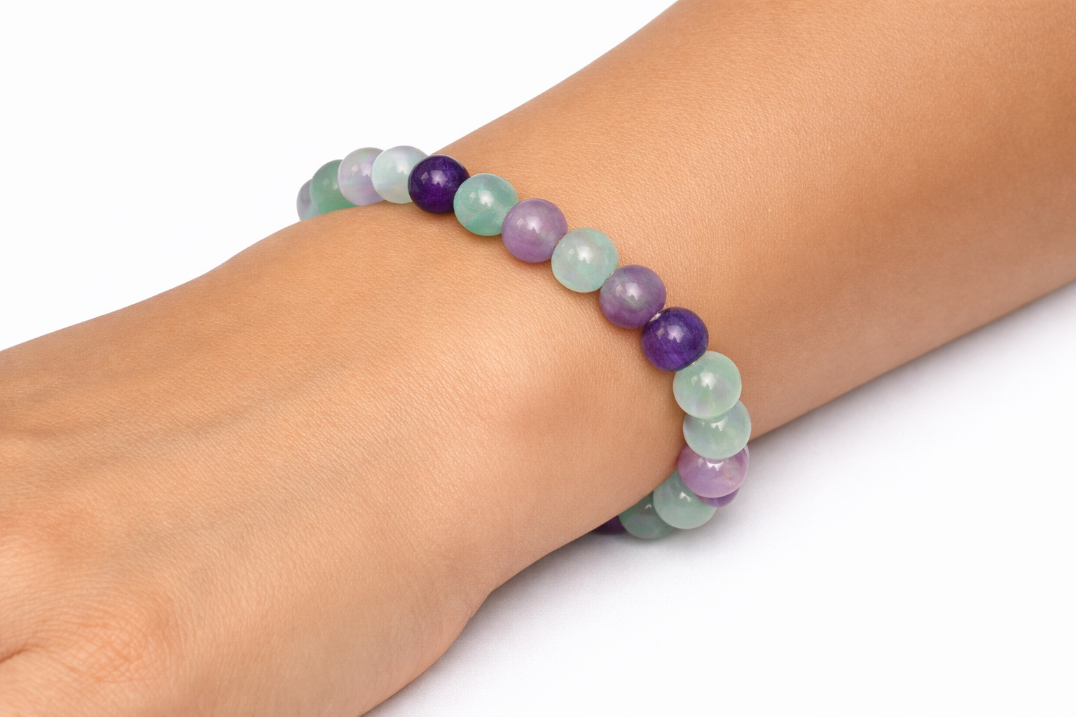 Fluorite Beaded Stretch Bracelet 6mm | Focus Clarity Calm, Healing Crystal Jewelry, Gift for Her