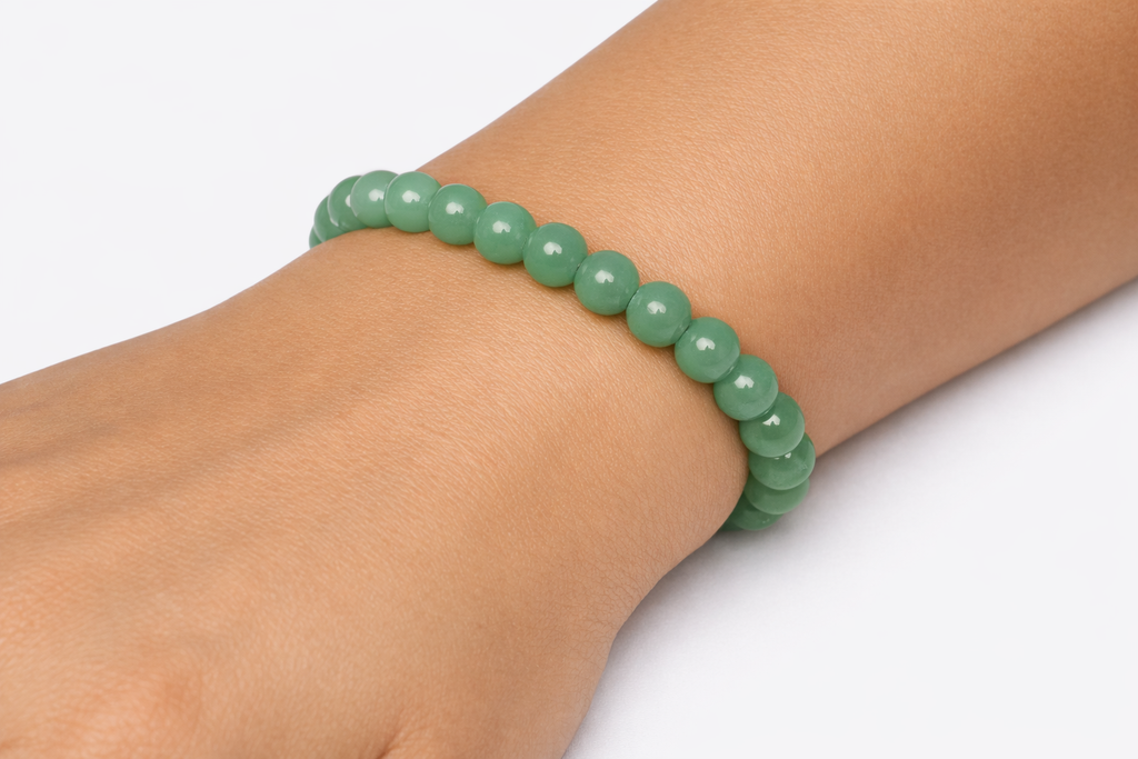 Green Aventurine Beaded Stretch Bracelet 6mm | Luck Renewal Prosperity, Healing Crystal Jewelry, Gift for Her