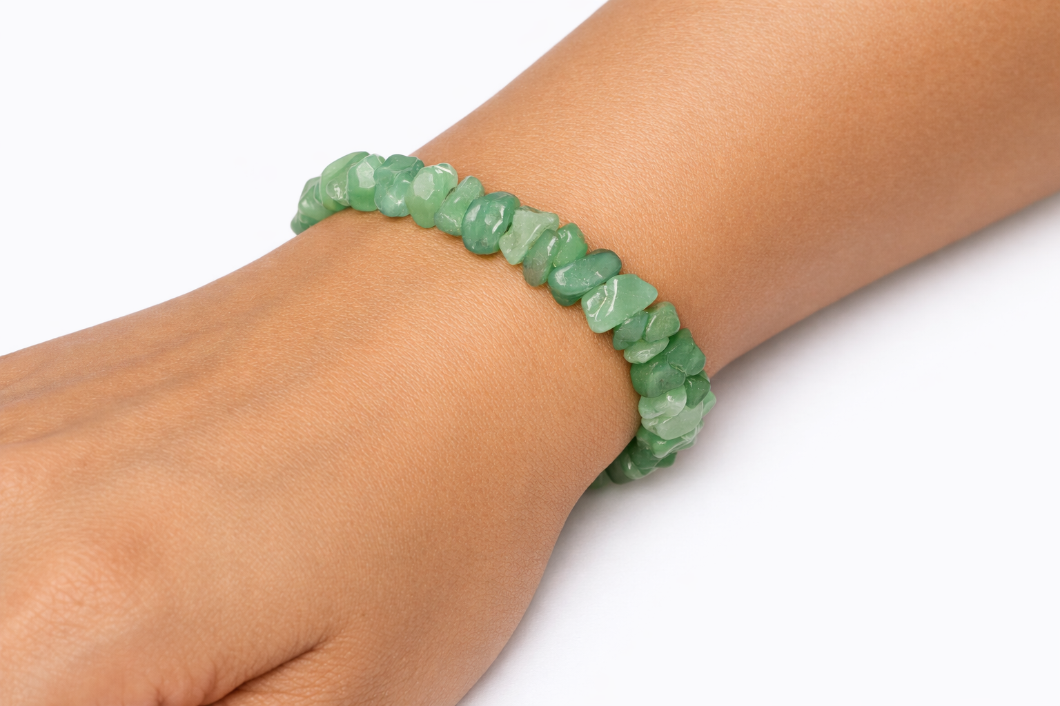 Green Aventurine Chip Beaded Stretch Bracelet 4mm | Luck Renewal Prosperity, Healing Crystal Jewelry, Gift for Her