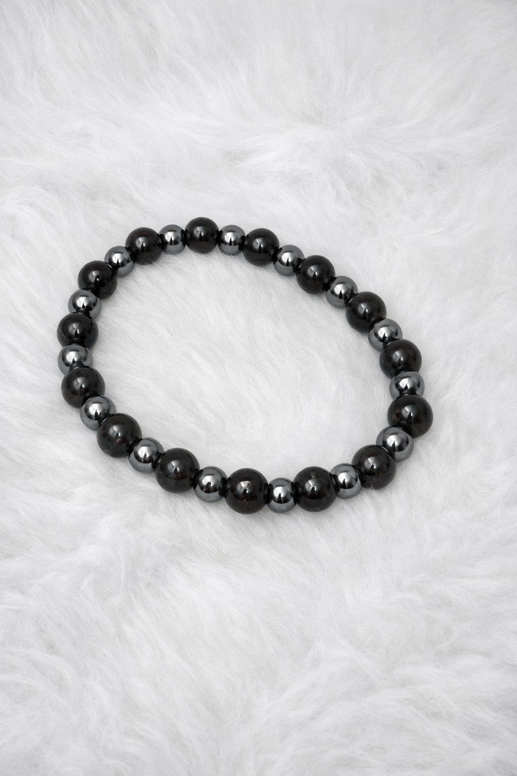 Smoky Quartz + Hematite Beaded Stretch Bracelet 6mm | Grounding Clarity Stress Relief, Healing Crystal Jewelry, Gift for Her