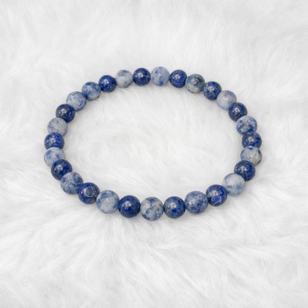 Matte Lapis Lazuli + Sodalite Beaded Stretch Bracelet 6-7mm | Wisdom Truth Clarity, Healing Crystal Jewelry, Gift for Her