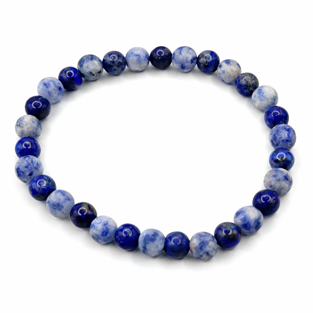 Matte Lapis Lazuli + Sodalite Beaded Stretch Bracelet 6-7mm | Wisdom Truth Clarity, Healing Crystal Jewelry, Gift for Her