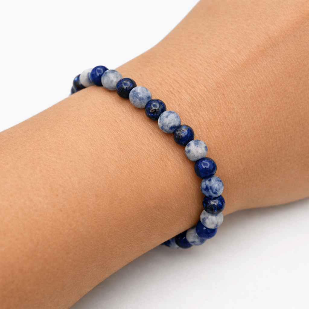 Matte Lapis Lazuli + Sodalite Beaded Stretch Bracelet 6-7mm | Wisdom Truth Clarity, Healing Crystal Jewelry, Gift for Her