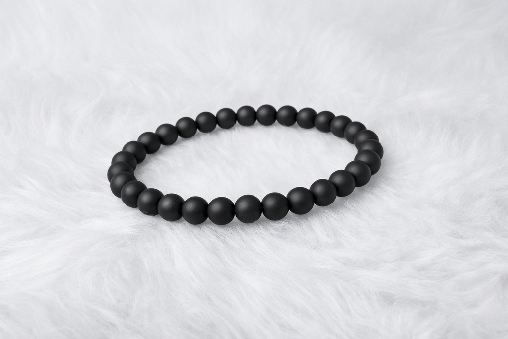 Matte Black Onyx Beaded Stretch Bracelet 6mm | Protection Grounding Strength, Healing Crystal Jewelry, Gift for Him