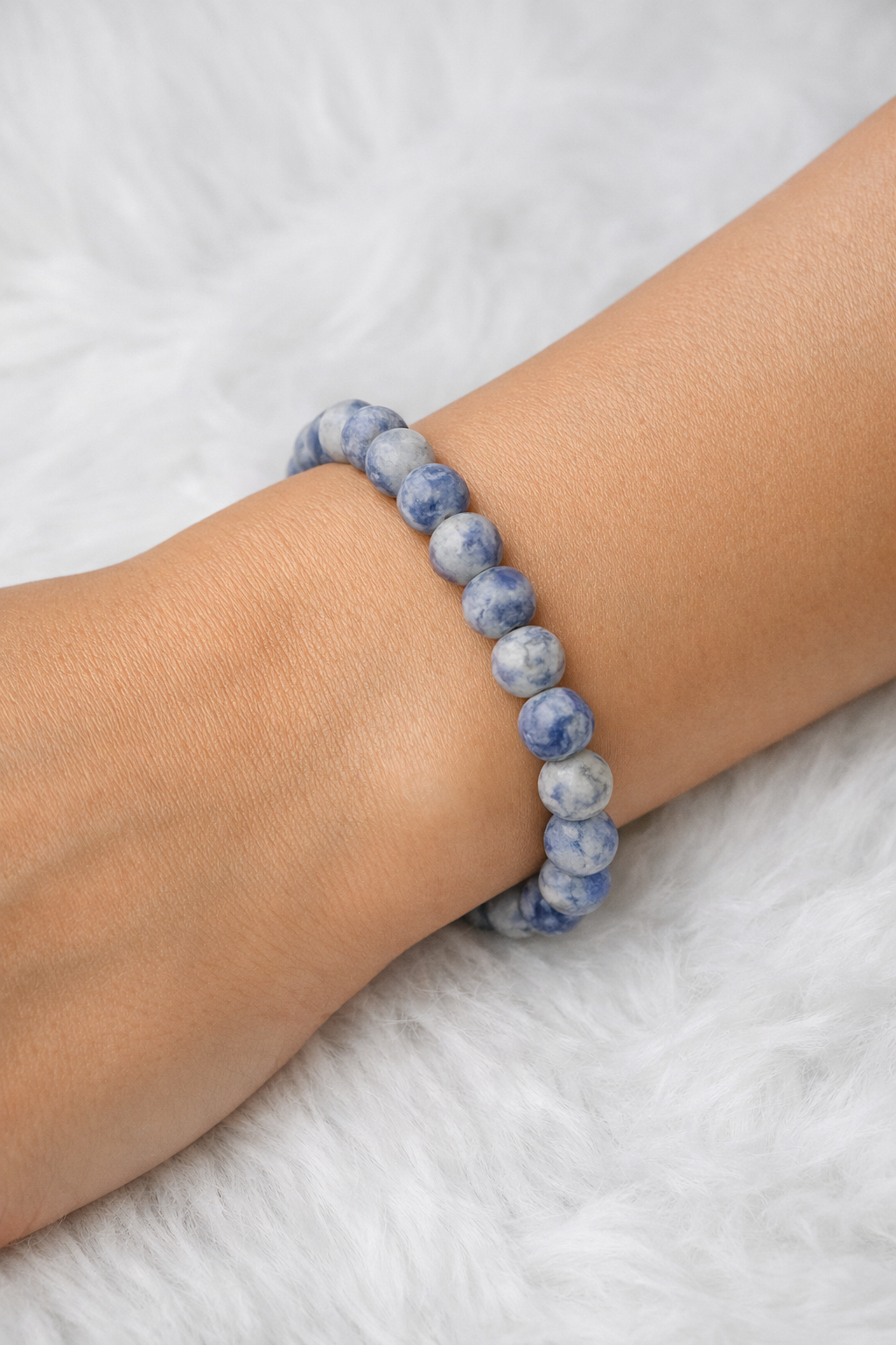 Matte Sodalite Beaded Stretch Bracelet 6mm | Intuition Calm Clarity, Healing Crystal Jewelry, Gift for Her