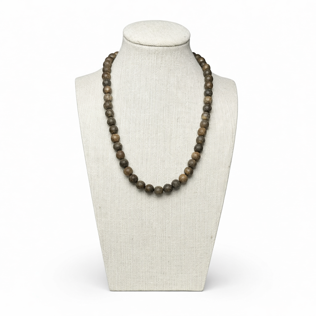 Bronzite (Matte) Beaded Stretch Necklace 8mm • No Clasp • Grounding & Confidence Crystal Jewelry • Handmade