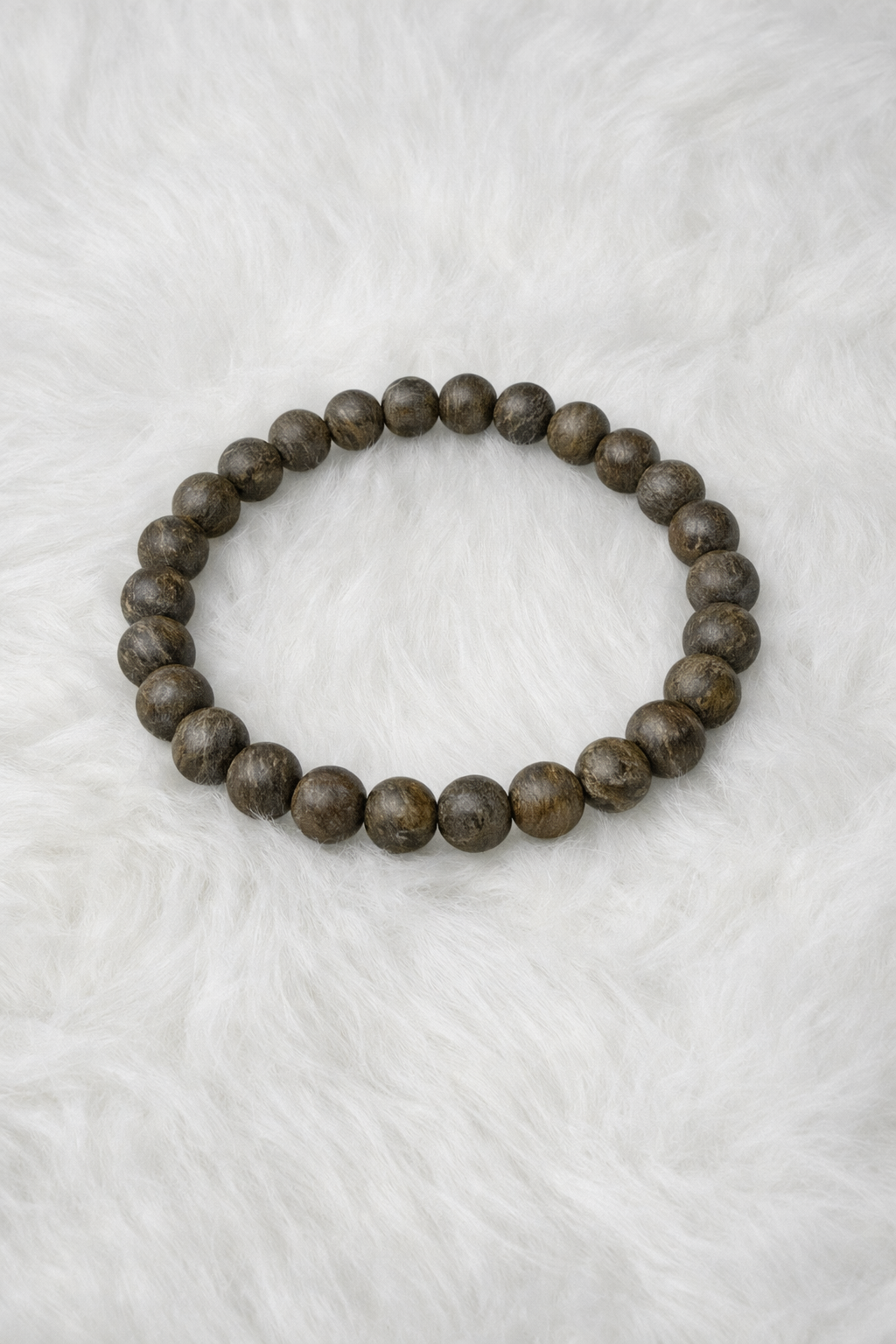Matte bronzite bead stretch bracelet, round 8mm beads, dark bronze-brown