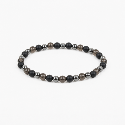 Black Onyx (Matte), Hematite, Smoky Quartz Stretch Bracelet • No Clasp • Protection & Clarity Crystal Jewelry - Shop of Small Creations, LLC