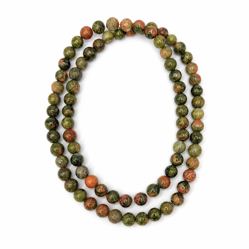 Unakite Beaded Stretch Necklace 6mm | Harmony Balance Renewal, Healing Crystal Jewelry, Gift for Her