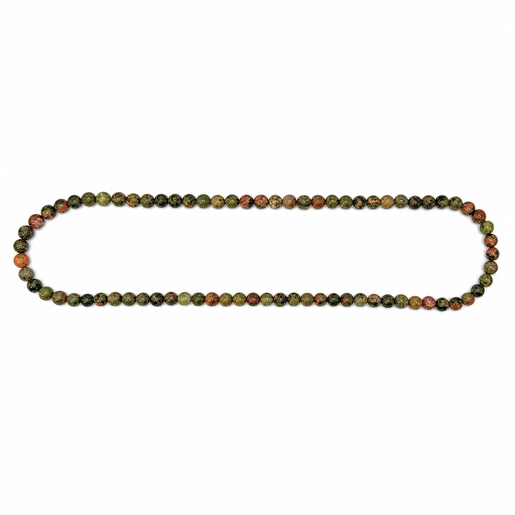 Unakite Beaded Stretch Necklace 6mm | Harmony Balance Renewal, Healing Crystal Jewelry, Gift for Her