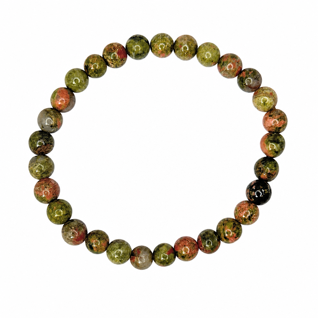 Unakite Stretch Beaded Bracelet - 6mm • No Clasp • Harmony &amp; Healing Crystal Jewelry • Handmade