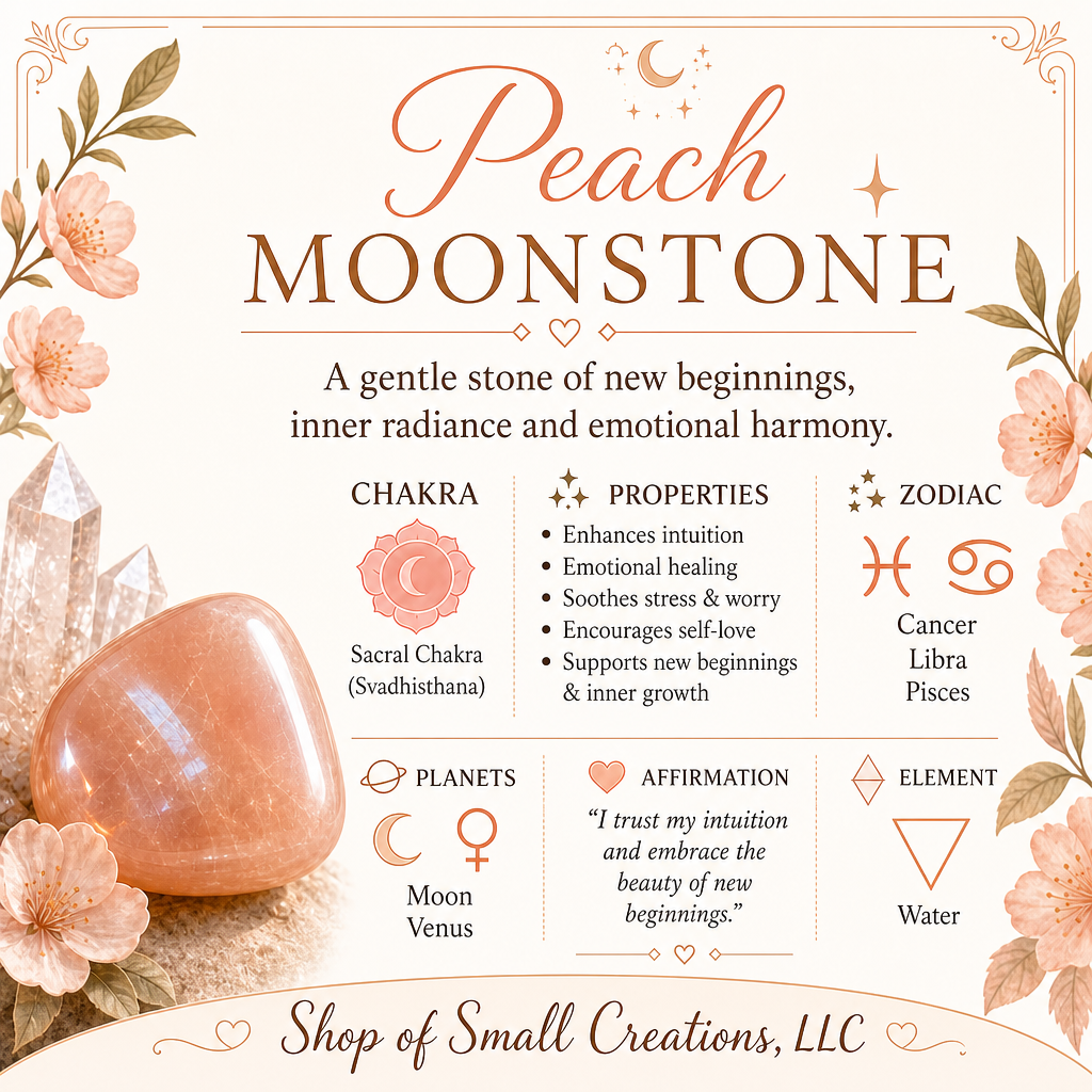 Peach Moonstone Beaded Stretch Necklace 6mm • No Clasp • Harmony & Intuition Crystal Jewelry • Handmade - Shop of Small Creations, LLC