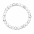 White Howlite (Matte) Beaded Stretch Bracelet 6mm • No Clasp • Calm & Clarity Crystal Jewelry • Handmade - Shop of Small Creations, LLC