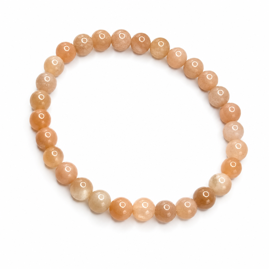 Peach Moonstone Beaded Stretch Bracelet 6mm • No Clasp • Harmony & Intuition Crystal Jewelry • Handmade - Shop of Small Creations, LLC