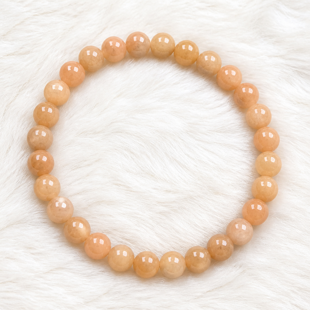 Peach Moonstone Beaded Stretch Bracelet 6mm • No Clasp • Harmony & Intuition Crystal Jewelry • Handmade - Shop of Small Creations, LLC