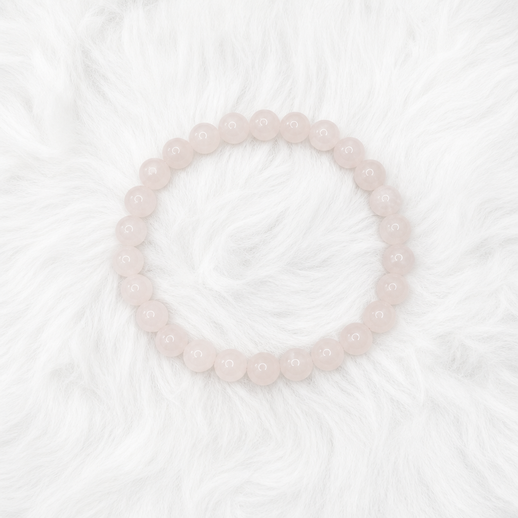 Rose Quartz Beaded Stretch Bracelet 6mm • No Clasp • Love &amp; Healing Crystal Jewelry • Handmade - Shop of Small Creations, LLC