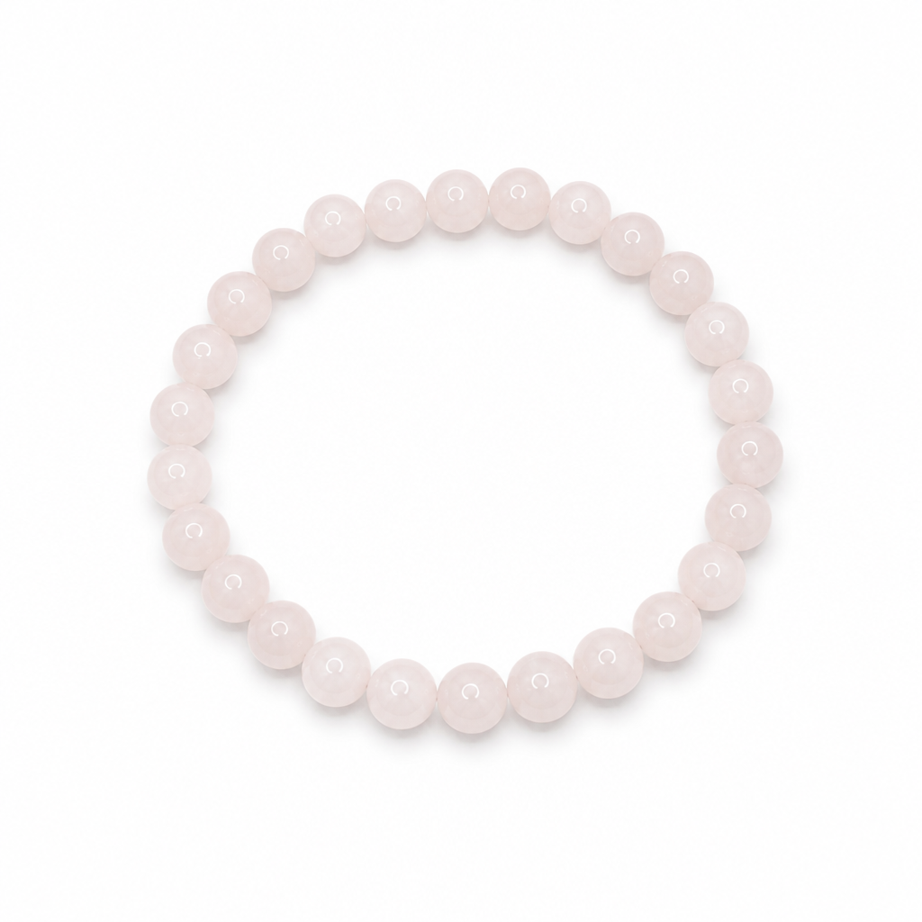 Rose Quartz Beaded Stretch Bracelet 6mm • No Clasp • Love &amp; Healing Crystal Jewelry • Handmade - Shop of Small Creations, LLC